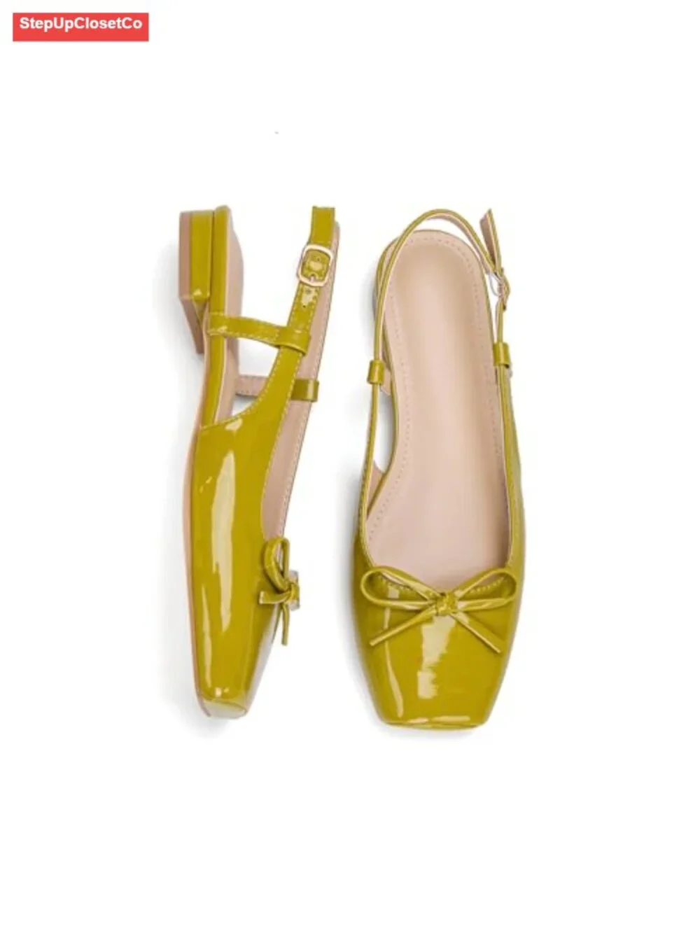 Ballet Flats Slingbacks Square Toe Bow Knit Dressy Flat Shoes with Ankle